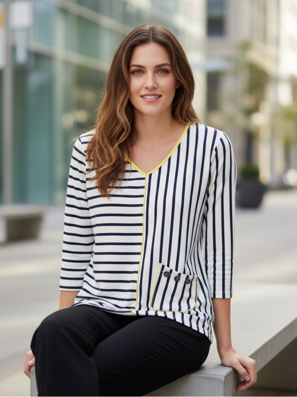 NWOT Onque Casual Striped 3/4 Sleeve Tunic Size S